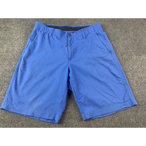Under Armour Heat Gear Mens Flat Front Golf Shorts Size 34 Electric Blue - Picture 1 of 7